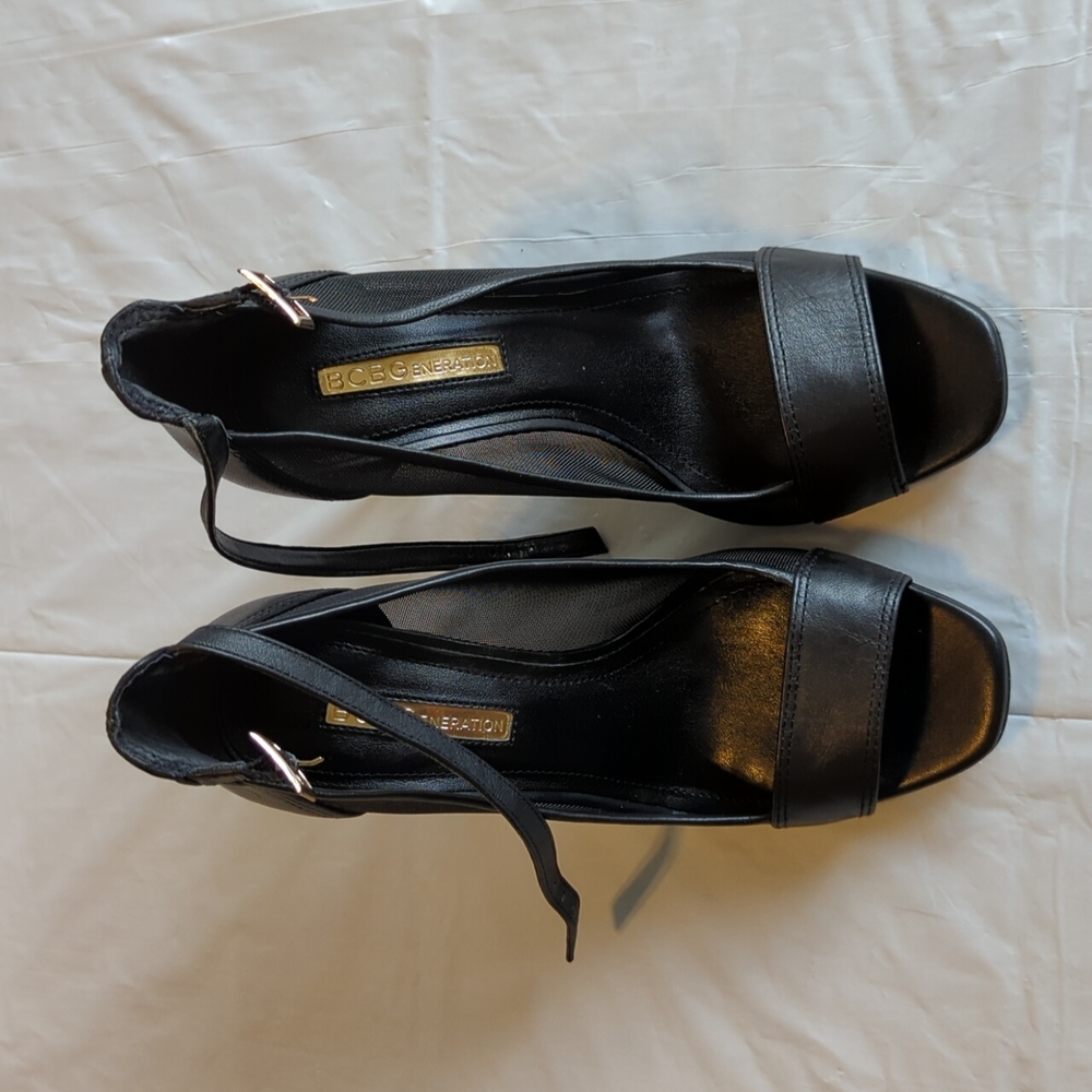BCBG Black Open Toe Heels